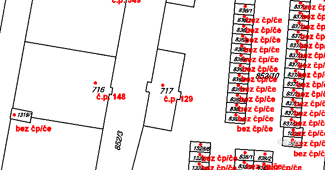 Prachatice II 129, Prachatice na parcele st. 717 v KÚ Prachatice, Katastrální mapa