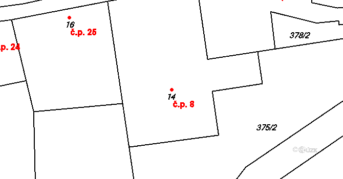 Pěčíkov 8, Městečko Trnávka na parcele st. 14 v KÚ Pěčíkov, Katastrální mapa