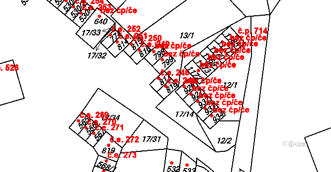 Bohosudov 245, Krupka na parcele st. 818 v KÚ Bohosudov, Katastrální mapa