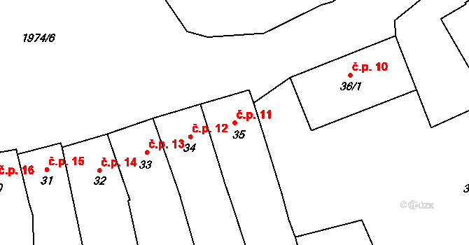 Horní Stropnice 11 na parcele st. 35 v KÚ Horní Stropnice, Katastrální mapa