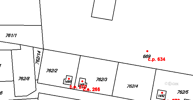 Blovice 634 na parcele st. 669 v KÚ Blovice, Katastrální mapa