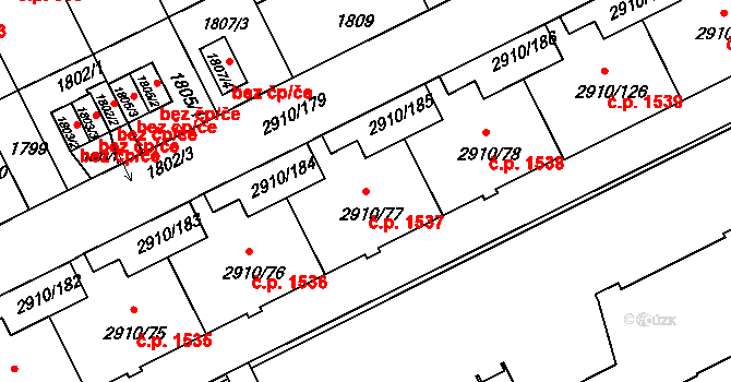 Nusle 1537, Praha na parcele st. 2910/77 v KÚ Nusle, Katastrální mapa