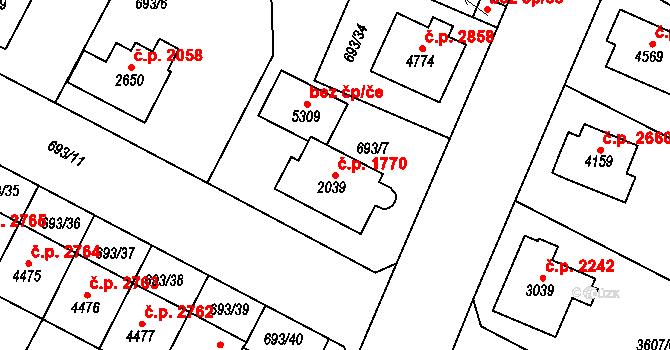 Dvůr Králové nad Labem 1770 na parcele st. 2039 v KÚ Dvůr Králové nad Labem, Katastrální mapa