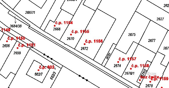 České Budějovice 5 1156, České Budějovice na parcele st. 2672 v KÚ České Budějovice 5, Katastrální mapa
