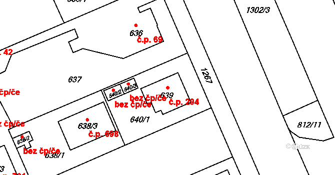 Černice 294, Plzeň na parcele st. 639 v KÚ Hradiště u Plzně, Katastrální mapa