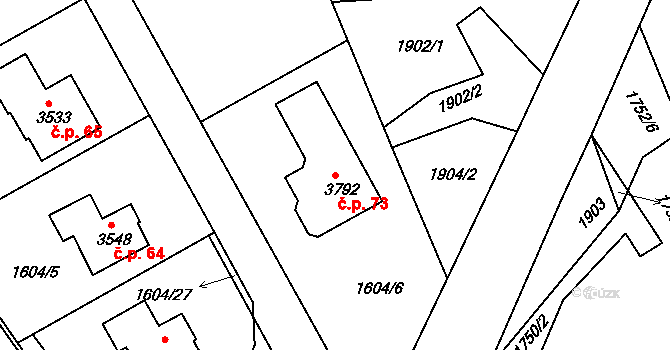 Soudná 73, Jičín na parcele st. 3792 v KÚ Jičín, Katastrální mapa