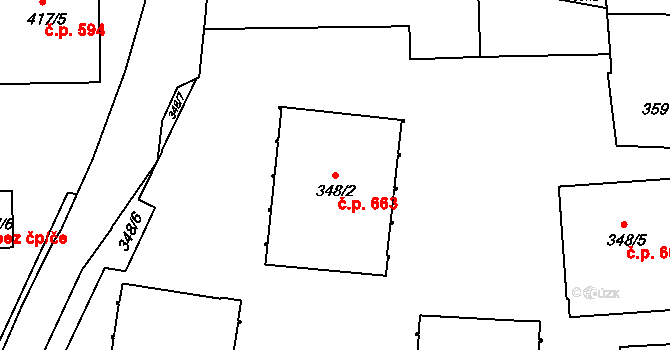 Liboc 663, Praha na parcele st. 348/2 v KÚ Liboc, Katastrální mapa