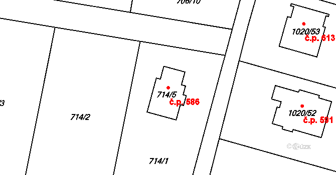 Krmelín 586 na parcele st. 714/5 v KÚ Krmelín, Katastrální mapa