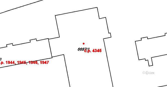 Zlín 4345 na parcele st. 6687/1 v KÚ Zlín, Katastrální mapa
