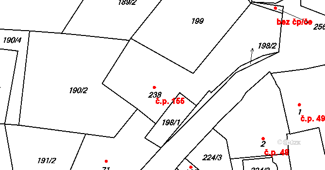 Smetanova Lhota 155 na parcele st. 238 v KÚ Smetanova Lhota, Katastrální mapa