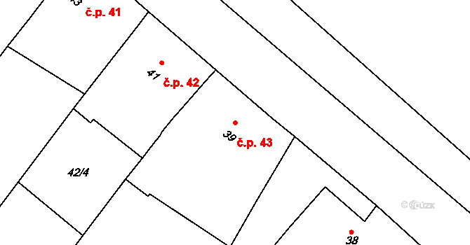 Košíkov 43, Velká Bíteš na parcele st. 39 v KÚ Košíkov, Katastrální mapa