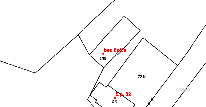 Vyšší Brod 38393468 na parcele st. 100 v KÚ Bolechy, Katastrální mapa