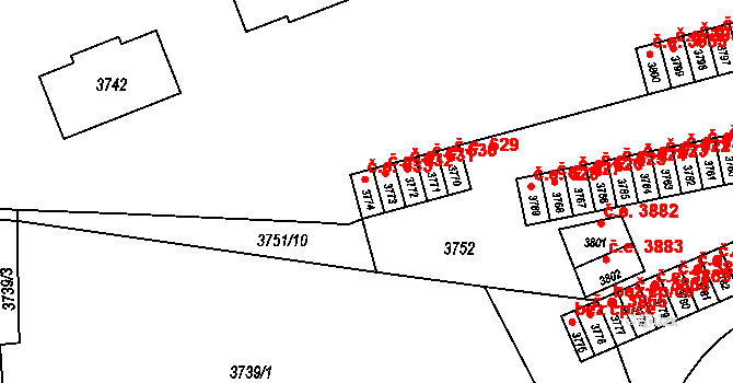 Město 633, Havířov na parcele st. 3774 v KÚ Havířov-město, Katastrální mapa