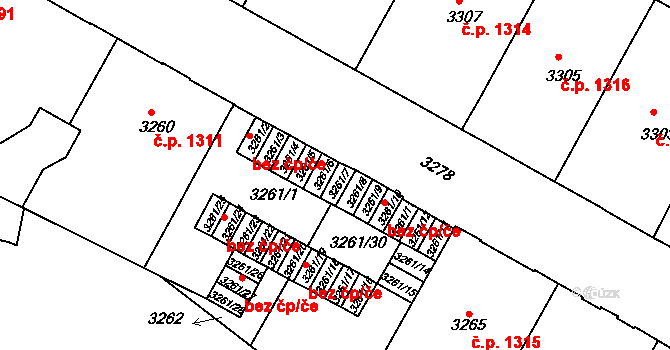 Brno 39481468 na parcele st. 3261/7 v KÚ Černá Pole, Katastrální mapa