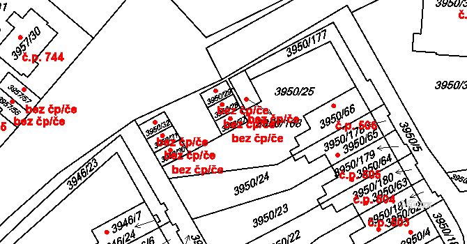 Kutná Hora 40417468 na parcele st. 3950/27 v KÚ Kutná Hora, Katastrální mapa