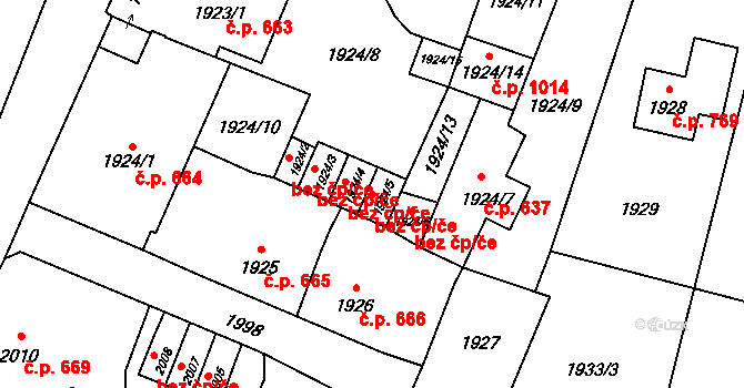Vítkov 41540468 na parcele st. 1924/5 v KÚ Vítkov, Katastrální mapa