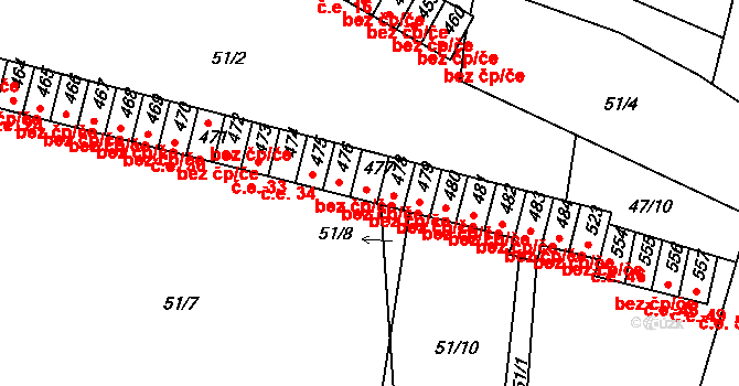 Dobroměřice 41968468 na parcele st. 477 v KÚ Dobroměřice, Katastrální mapa