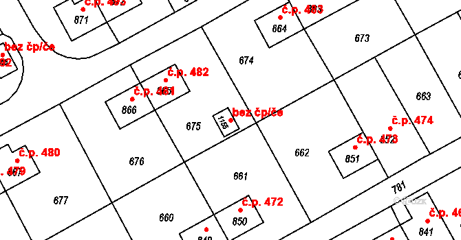 Ostrava 43901468 na parcele st. 1155 v KÚ Heřmanice, Katastrální mapa