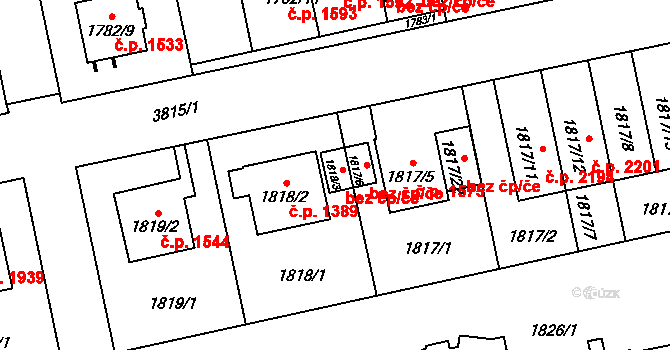 Praha 46817468 na parcele st. 1818/3 v KÚ Libeň, Katastrální mapa