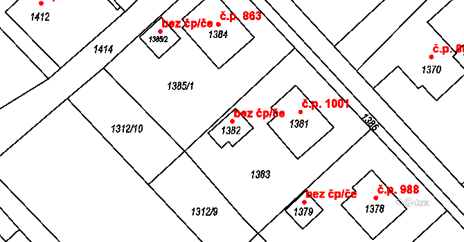 Bystřice 48970468 na parcele st. 1382 v KÚ Bystřice nad Olší, Katastrální mapa