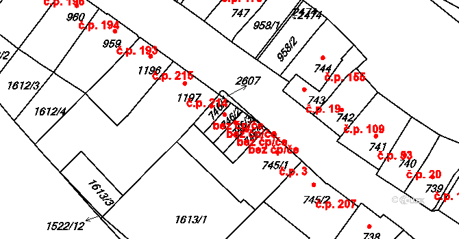 Třebíč 49172468 na parcele st. 746/2 v KÚ Třebíč, Katastrální mapa
