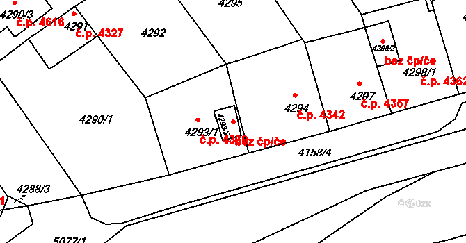 Chomutov 49884468 na parcele st. 4293/2 v KÚ Chomutov II, Katastrální mapa