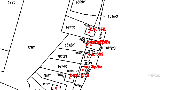 Hlubočky 50253468 na parcele st. 1812/2 v KÚ Hlubočky, Katastrální mapa