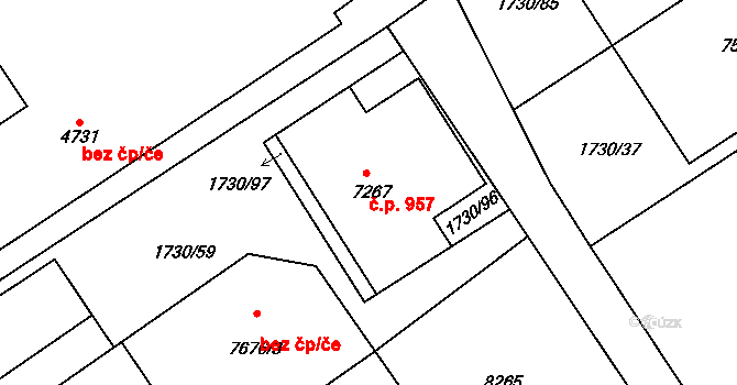 Kolín IV 957, Kolín na parcele st. 7267 v KÚ Kolín, Katastrální mapa