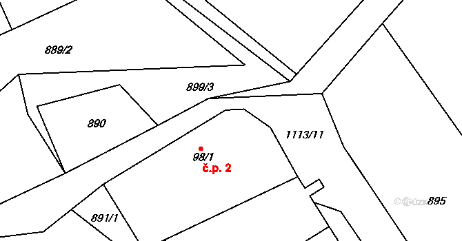 Malá Skrovnice 2, Velká Skrovnice na parcele st. 98/1 v KÚ Velká Skrovnice, Katastrální mapa