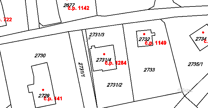 Horní Suchá 1284 na parcele st. 2731/4 v KÚ Horní Suchá, Katastrální mapa
