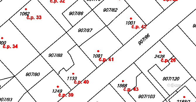 Beroun-Zavadilka 41, Beroun na parcele st. 1091 v KÚ Beroun, Katastrální mapa