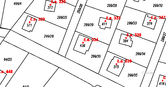 Černolice 334 na parcele st. 436 v KÚ Černolice, Katastrální mapa