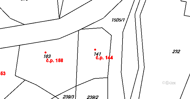 Rožmitál 144, Broumov na parcele st. 141 v KÚ Rožmitál, Katastrální mapa