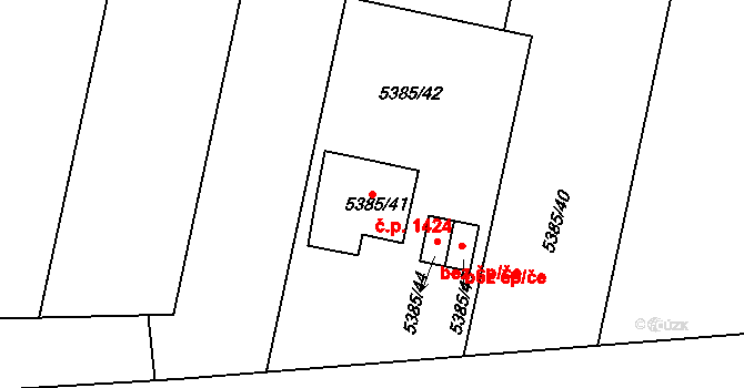 Hustopeče 1424 na parcele st. 5385/41 v KÚ Hustopeče u Brna, Katastrální mapa
