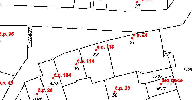 Čkyně 113 na parcele st. 62 v KÚ Čkyně, Katastrální mapa