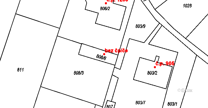 Mohelnice 86606468 na parcele st. 808/6 v KÚ Mohelnice, Katastrální mapa