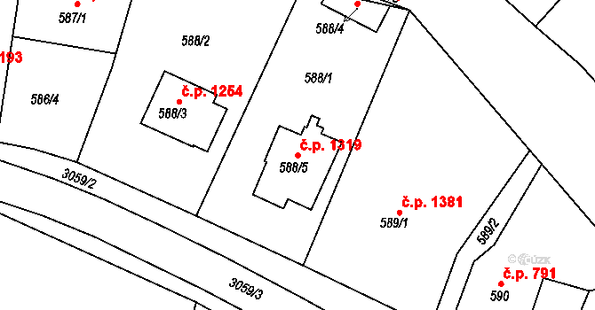 Rychnov nad Kněžnou 1319 na parcele st. 588/5 v KÚ Rychnov nad Kněžnou, Katastrální mapa