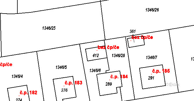 Borotín 104213469 na parcele st. 412 v KÚ Borotín u Tábora, Katastrální mapa