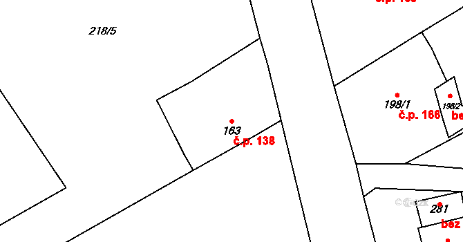 Vřesovice 138 na parcele st. 163 v KÚ Vřesovice u Prostějova, Katastrální mapa