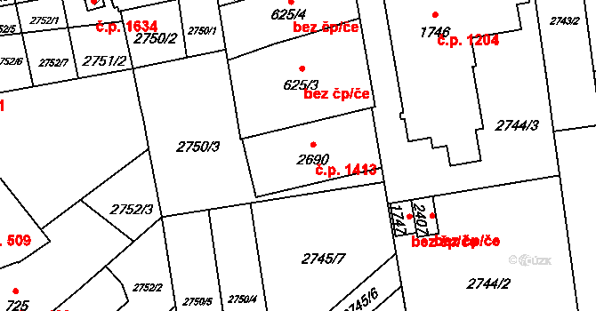 Lipník nad Bečvou I-Město 1413, Lipník nad Bečvou na parcele st. 2690 v KÚ Lipník nad Bečvou, Katastrální mapa