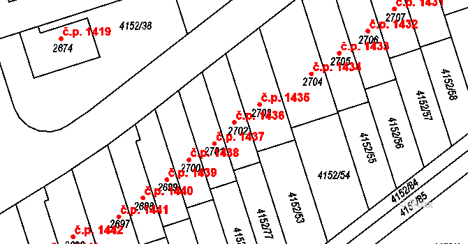 Dobřany 1436 na parcele st. 2702 v KÚ Dobřany, Katastrální mapa