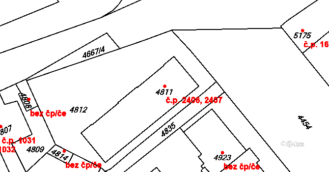 Kročehlavy 2406,2407, Kladno na parcele st. 4811 v KÚ Kročehlavy, Katastrální mapa