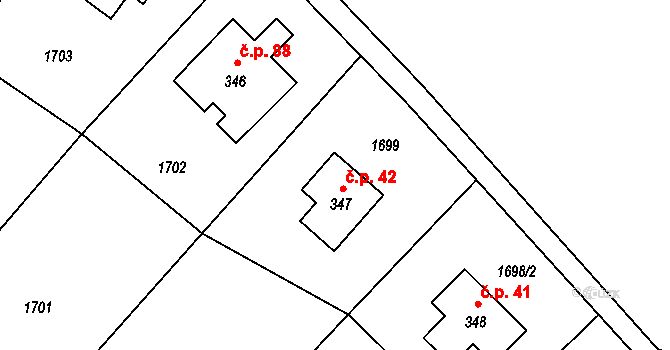 Valy 42, Krompach na parcele st. 347 v KÚ Krompach, Katastrální mapa