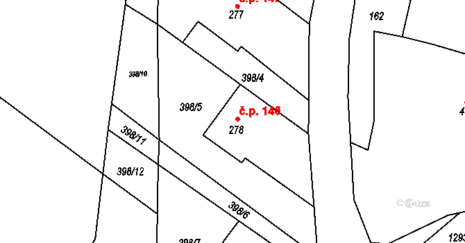 Vojice 146, Podhorní Újezd a Vojice na parcele st. 278 v KÚ Vojice, Katastrální mapa