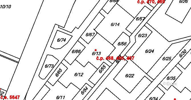 Neštěmice 466,467,468, Ústí nad Labem na parcele st. 6/13 v KÚ Neštěmice, Katastrální mapa