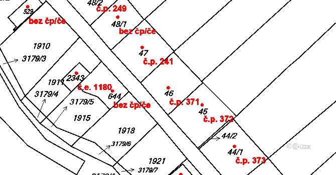 Mařatice 371, Uherské Hradiště na parcele st. 46 v KÚ Mařatice, Katastrální mapa