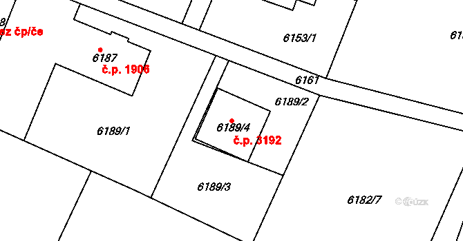 Frýdek 3192, Frýdek-Místek na parcele st. 6189/4 v KÚ Frýdek, Katastrální mapa