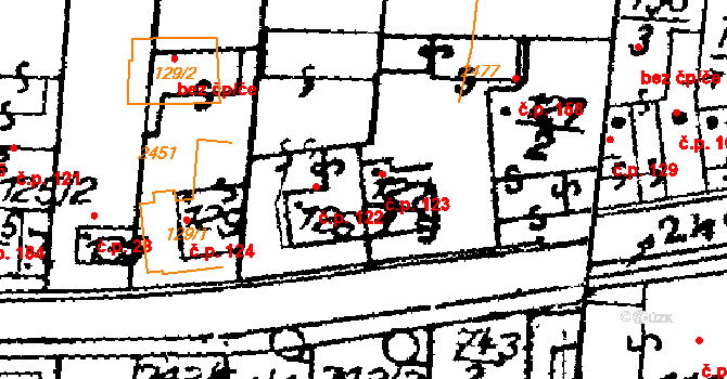 Loučka 123 na parcele st. 127/1 v KÚ Loučka u Valašského Meziříčí, Katastrální mapa