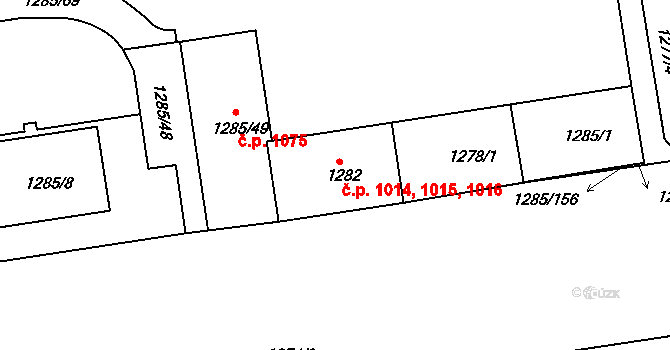 Krč 1014,1015,1016, Praha na parcele st. 1282 v KÚ Krč, Katastrální mapa