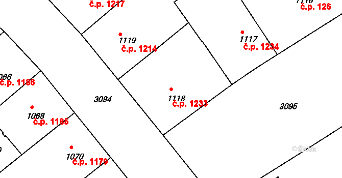 Nusle 1233, Praha na parcele st. 1118 v KÚ Nusle, Katastrální mapa